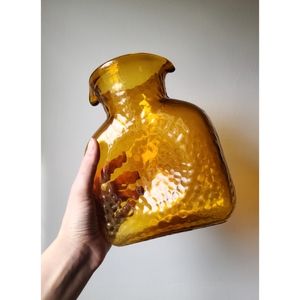 8" Hammered Amber Glass Carafe